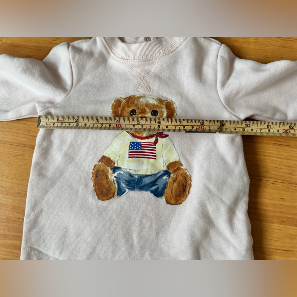 Ralph Lauren Baby Girl Pink Polo Teddy Bear Cotton Fleece Coverall Romper 9 Mo - Picture 15 of 16